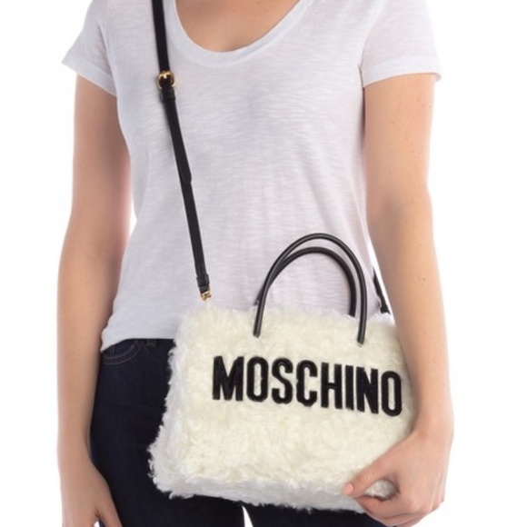 MOSCHINO WHITE MOHAIR SIGNATURE TOTE - Picture 2 of 7